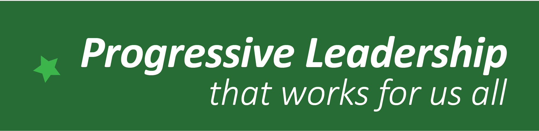 Slogan - Progressive Leadership that works for all